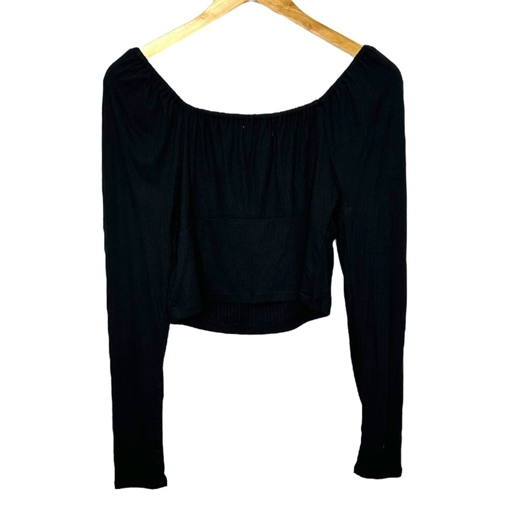 Madewell Black Ribbed Stretch Basic Square-Neck L… - image 8